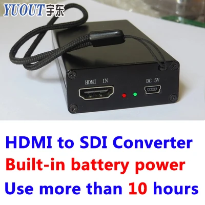 Бесплатная доставка DHL HDMI в SDI конвертер Встроенный аккумулятор 10 часов или более