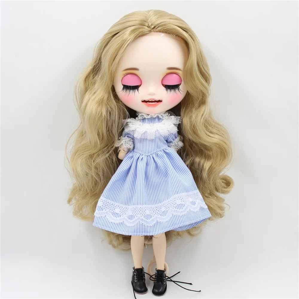 Blyth doll icy licca синий полосатый Кружевной Костюм