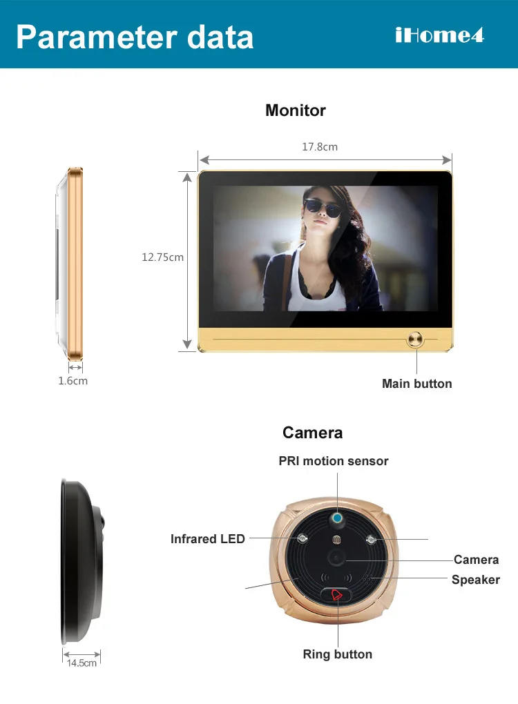 Wireless Video Door Phone Smart WIFI Peephole Doorbell Intercom 7&quotTouch Screen + 2.0 mega door camera+8PCS IOT SET | Безопасность и