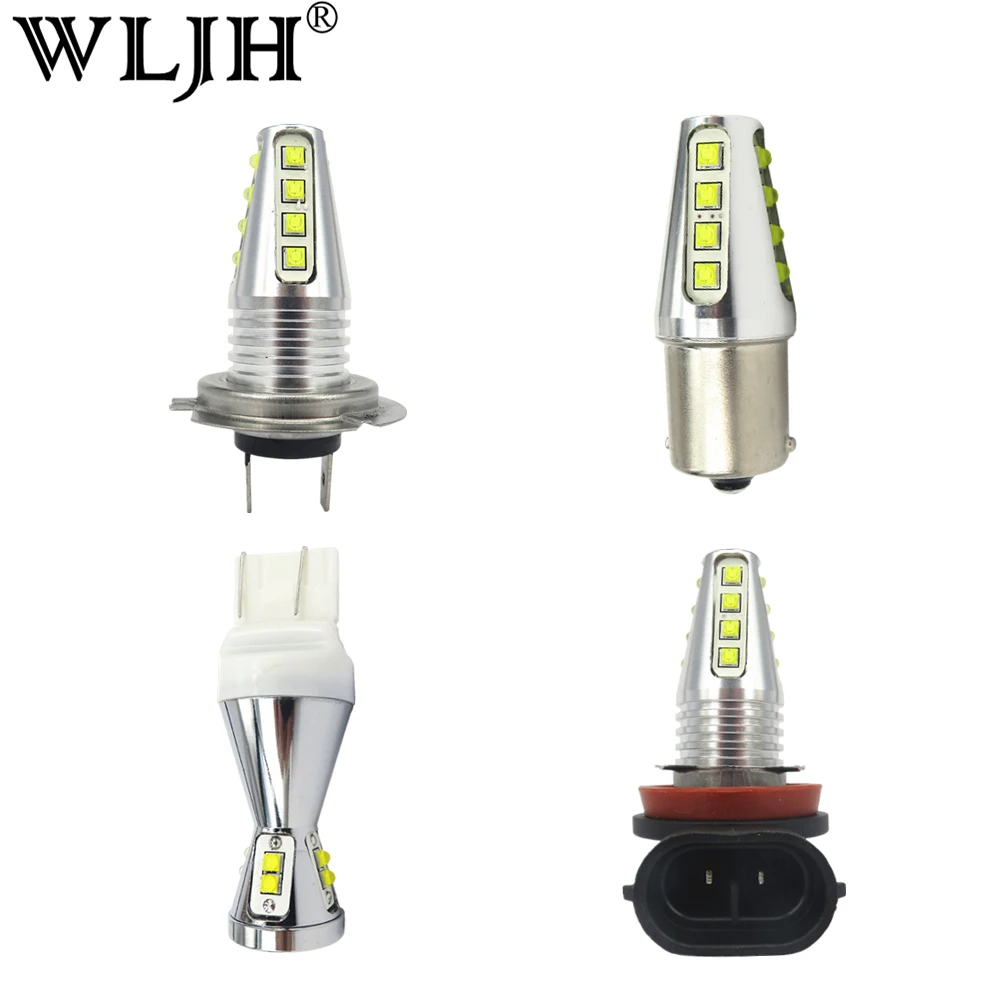WLJH 2x автомобиль светодиодный H7 H8 H9 H11 1156 Ba15S T20 7443 светильник обратный резервный