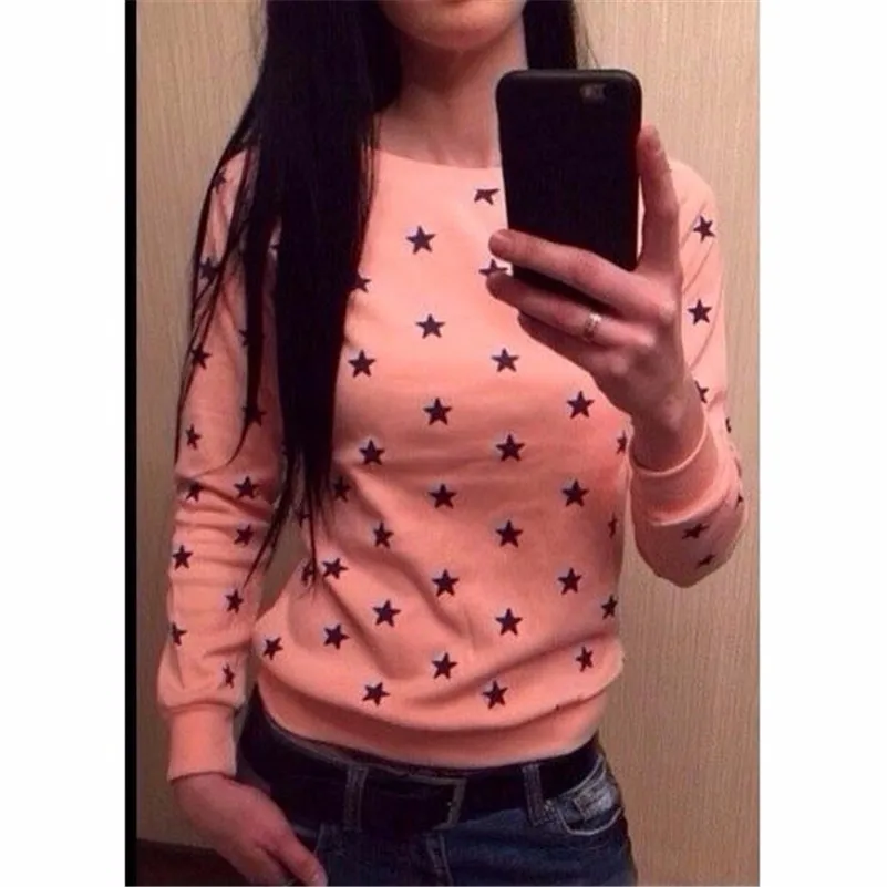 Новинка 2016 модный Европейский Свитшот со звездами худи с длинным рукавом