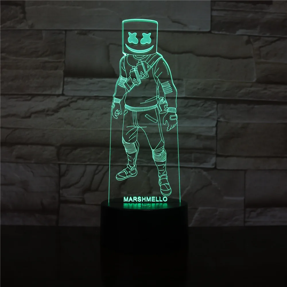 Marshmallow битва рояль игра Marshmello кожа фигура светодиодная новинка ночник для детский домашний декор Детская игра 3D лампа дропшиппинг
