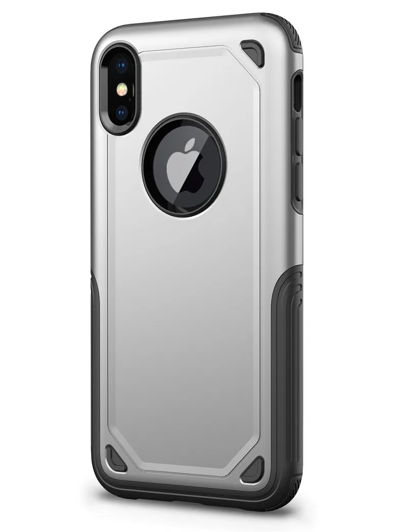 Silver PC+ Силиконовый ТПУ военный противоударный Камуфляжный защитный чехол для iPhone 6S 8 7 6 Plus X для iPhone X защитный чехол - Цвет: Silver