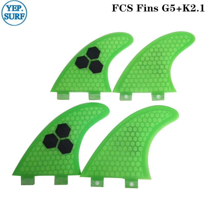 FCS Fin G5 + K2.1 зеленые плавники для серфинга из Стекловолокна Плавники (доска