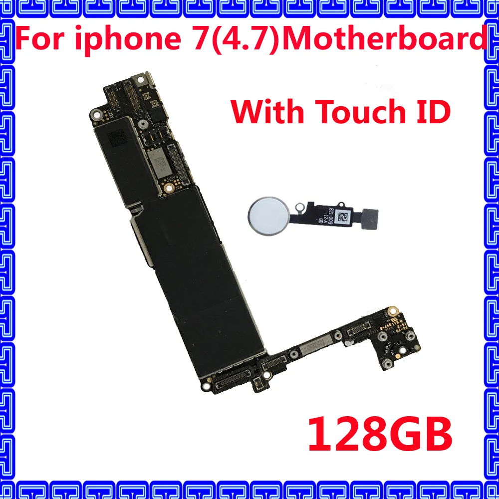 

Original IOS system motherboard for iphone 7 Unlocked mainboard with / NO touch ID 128GB Clean iCloud phone circuits plate+chips