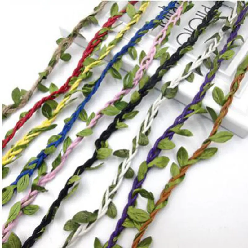 Креативная популярная новинка 10 метров пеньковая веревка с зелеными листьями
