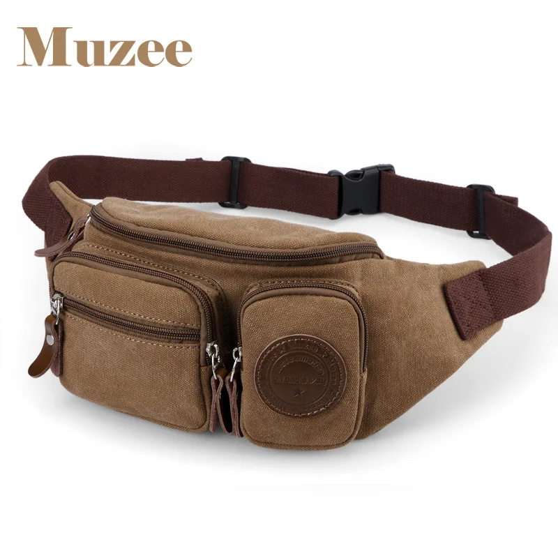 Мужская холщовая поясная сумка Muzee кошелек бумажник на ремне для телефона