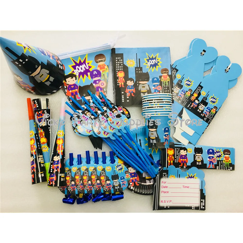 100pcs 100 шт./лот мультяшный супергерой тема Бэтмен, Железный человек Одноразовая посуда для вечеринок комплект салфетки под чашки тарелок Baby Shower вечерние поставки - Цвет: 100pcs