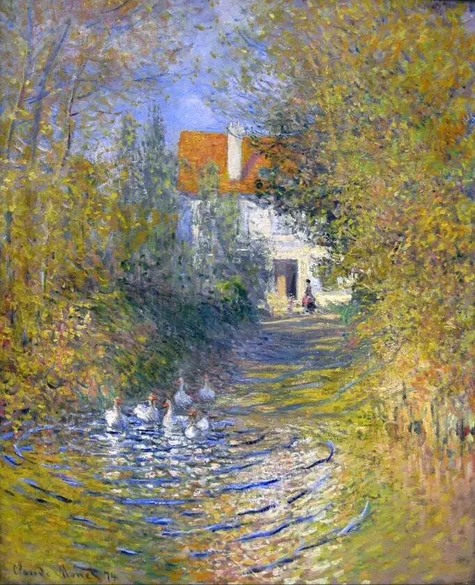 

High quality Oil painting Canvas Reproductions Geese in the creek (1874) by Claude Monet hand painted