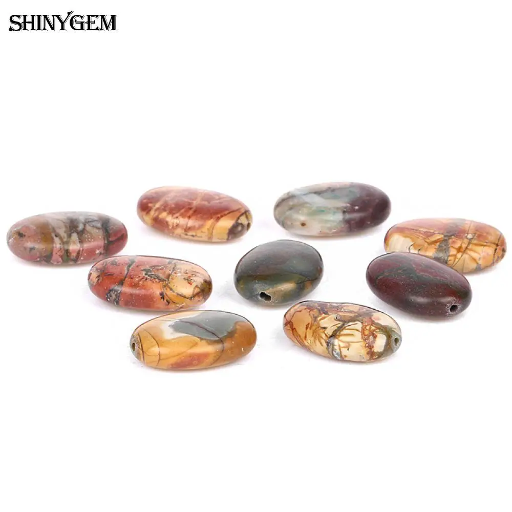 ShinyGem 13*18 мм Овальный сосновый красный камень деревянный узор Коричневый Красный