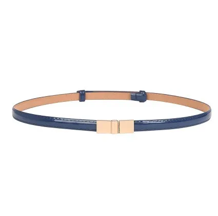 style 1 dark blue Новые модные тонкие ремни для женщин цветок застежка Женская лакированная кожа женский ремень платье Отрегулируйте cintos femininos черный свадебный - Color: style 1 dark blue