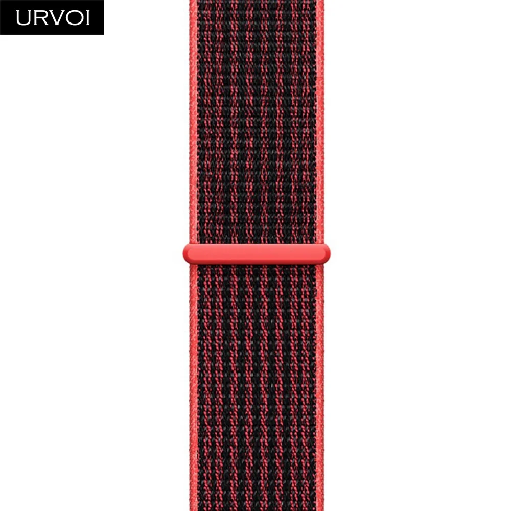 crimson black URVOI Спортивная петля для apple watch band series 5 4 3 2 1 светоотражающий ремешок для iwatch двухслойный дышащий тканый нейлон осень - Цвет ремешка: crimson black