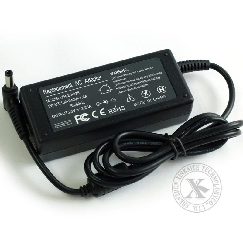 Xinkaite Laptop Power Adapter 20V 3.25A Supply Charger For Fujitsu Siemens Amilo A1645 L1310G L7300 M1451G + AC Cable | Электроника