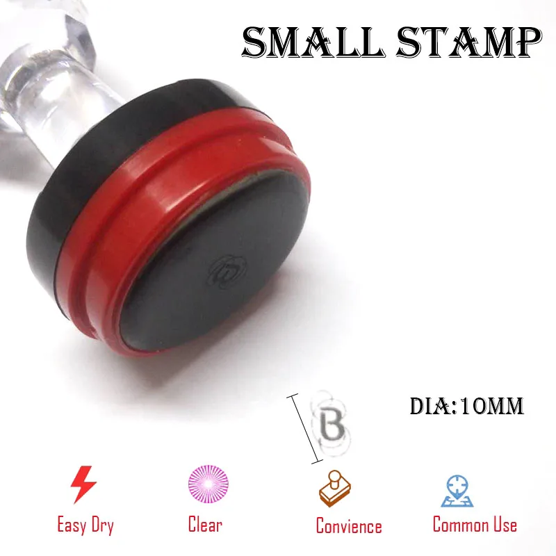 Small 10mm Dia Diy pre ink customized self inking stamp rubber round and oval for scrapbooking