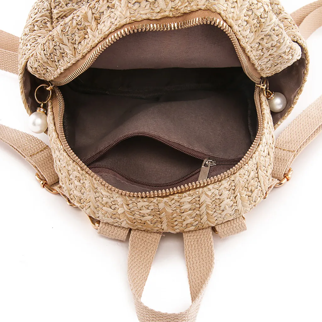 

Retro Backpack Straw Women Chain Mini Shoulder Bags Weave Hollow Beach Satchel Schoolbag Fashion Messneger Bag Mochila Feminina