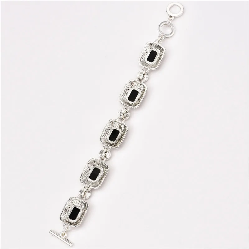 Oblong Shell Crystal Bracelet For Women Vintage Antique Silver Plated Flower Fashion Jewelry TB318 | Украшения и аксессуары