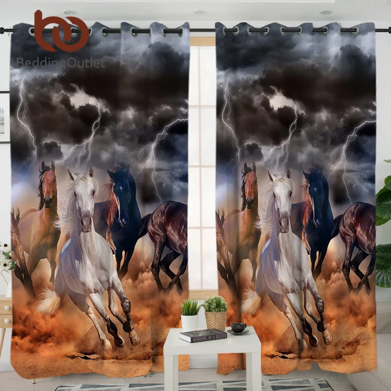 BeddingOutlet занавеска для спальни с изображением лошади затемняющие занавески 3D
