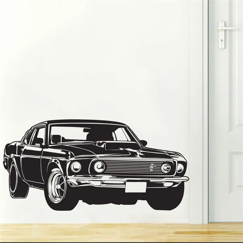 

Vinilos Paredes Black Classic Car Wall Sticker Home Decor Living Room Removable Vinyl Wall Stickers Mural Wallpaper