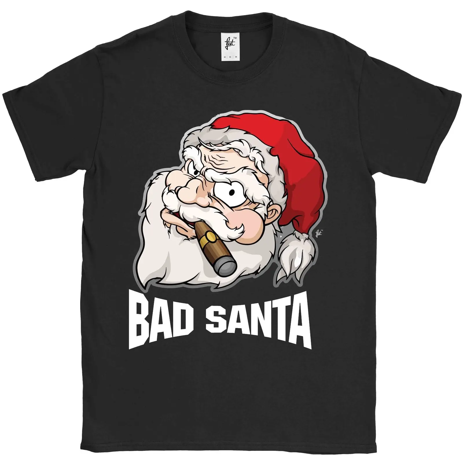 Bad santa claus Smoking Cigar Looking Angry men s t shirt 2019 популярные футболки новые модные | Отзывы и видеообзор