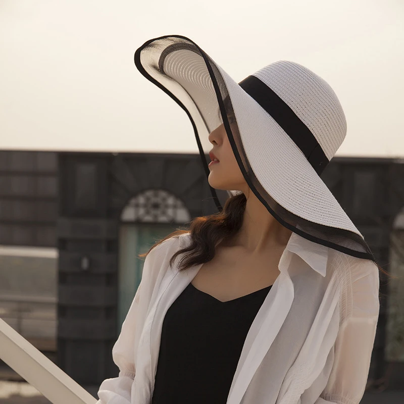 

summer Cool breathable Korean fashion big cute beautiful sun hat Sun protection sunscreen outdoor women beach straw hat