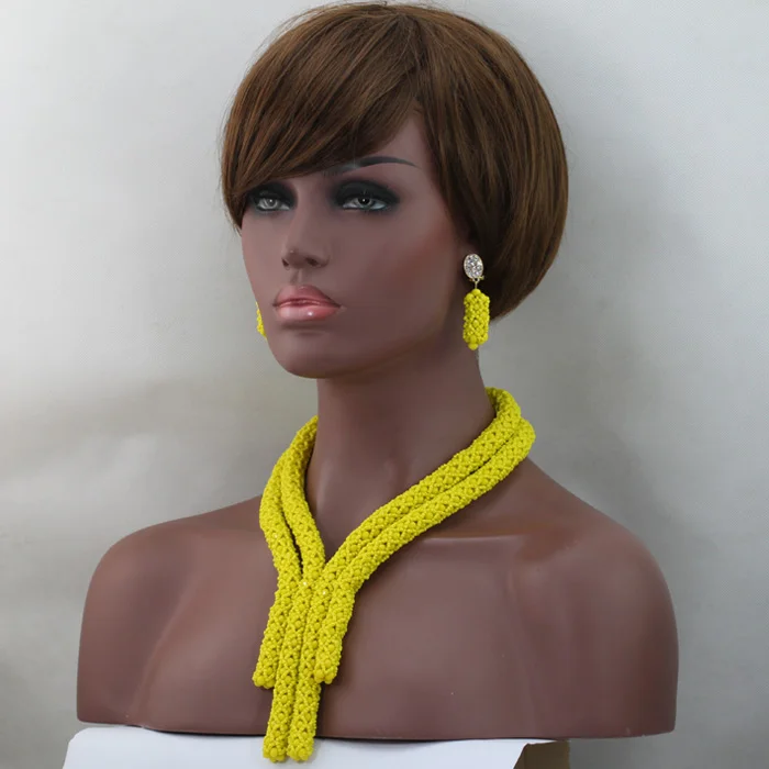 Массивный желтый костюм африканские Хрустальные Бусы Ювелирные наборы для