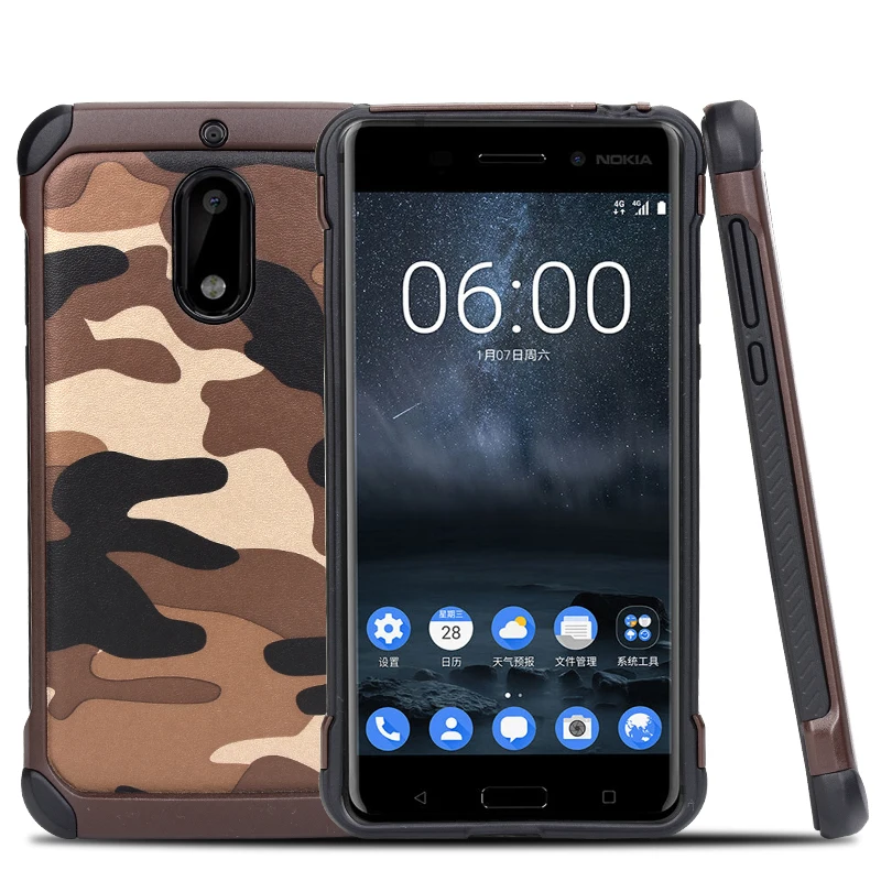 Чехол для Nokia 6 2017 камуфляж ПК + ТПУ 2 in1 антидетонационных Защитная крышка 5 задняя |