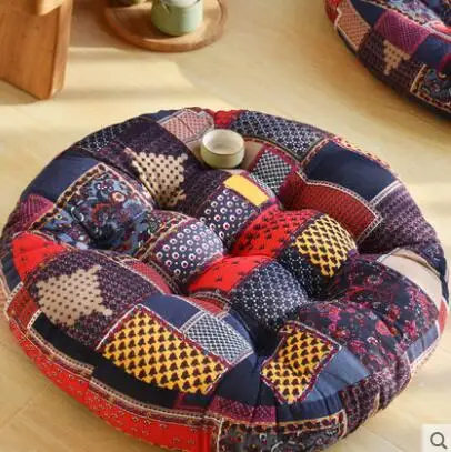 Круглая хлопковая льняная подушка для сиденья толстая ткань ретро балкона