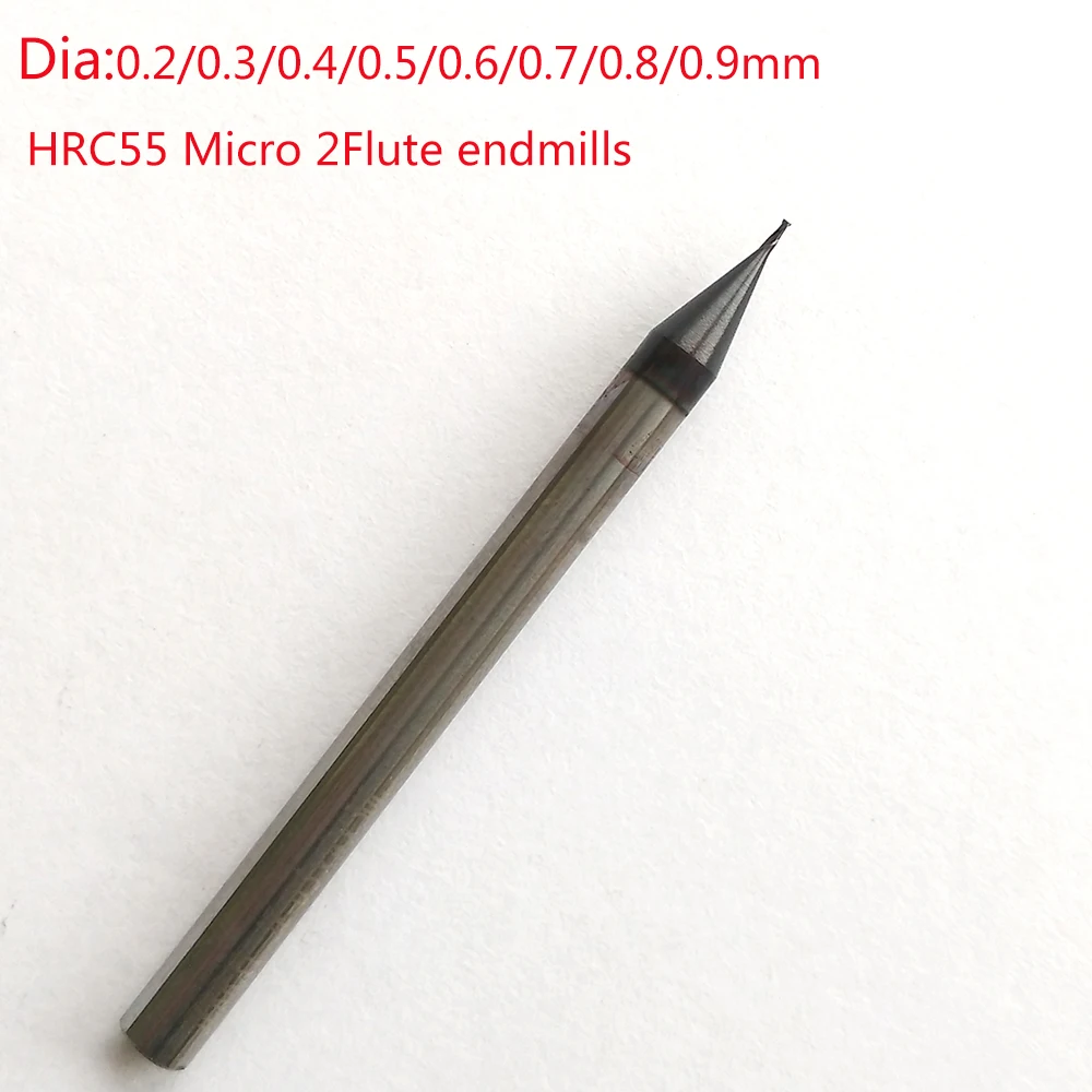 

3pcs/lot D0.6xD4x50L 0.6mm 2 flute HRC55 Micro Carbide Flat End Mill CNC Milling Router Bits
