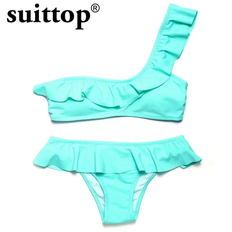Suittop Новые Бикини Для женщин Летняя Новинка 2017 г. Flouncing Micro Топ бикини Установить