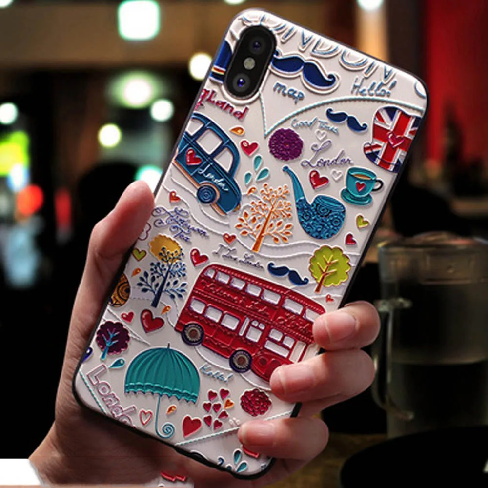 Bus Eqvvol милый 3D тисненый мультфильм узорчатый чехол для телефона для iphone X 8 7 6 6S Plus чехол s Мягкий силиконовый чехол для iphone 5 5S SE Coque - Цвет: Bus