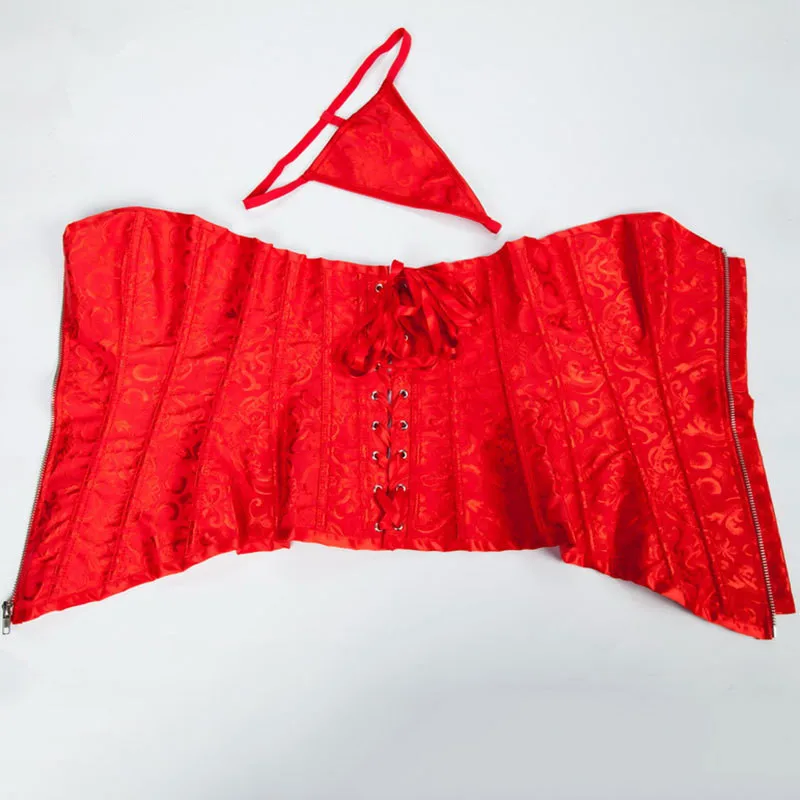 Винтаж Для женщин жаккардовая ткань спереди корсет на молнии Корсеты и бюстье