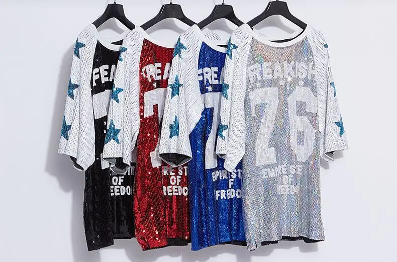 

New Women Sequin Jazz Dance Cheerleader Costume Adult Sexy Hip Hop Modern Dance Stage Performance Clothing
