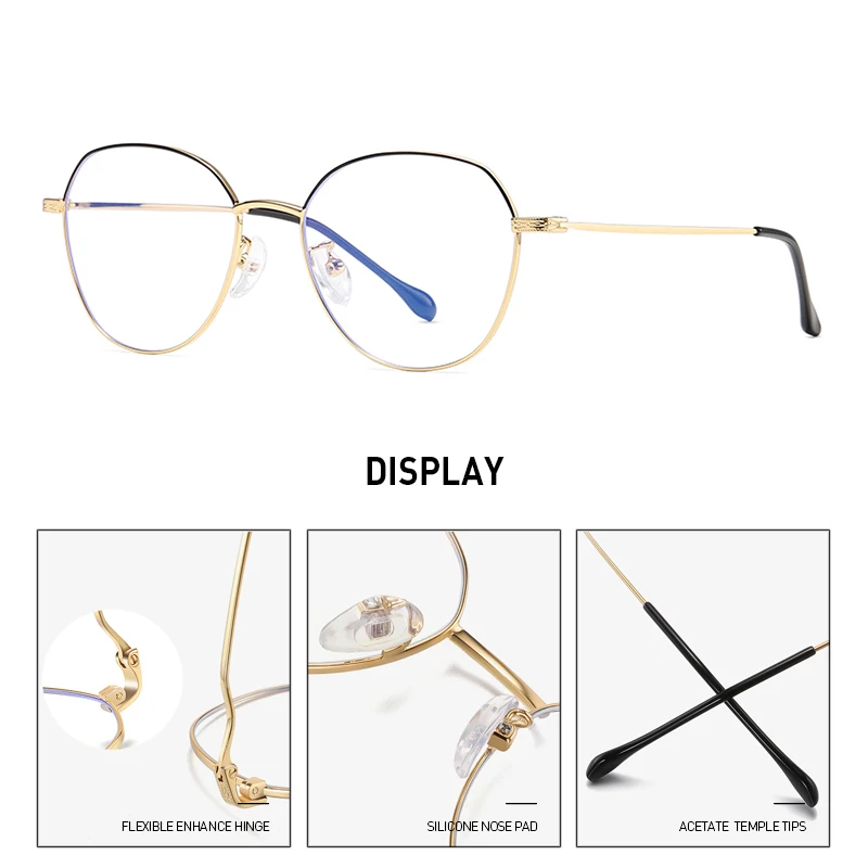 BANMAR Blue Light Blocking Glasses Unisex Round Computer Reading Glasses Readers Anti Glare Eyeglasses Blue Ray Glasses A2105