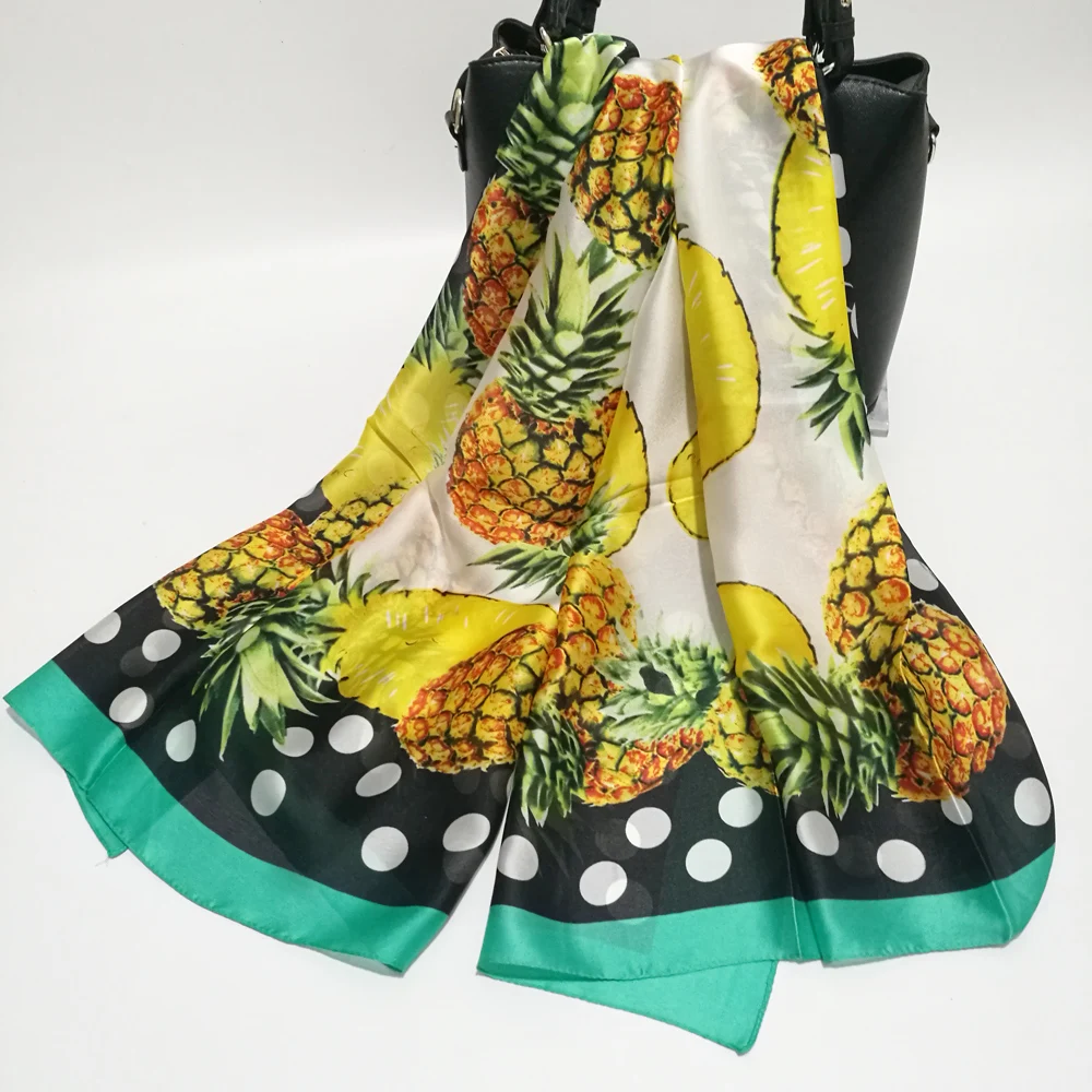 Шелковый шарф с Омбре однотонные шарфы Pineapple Foulard Hijab роскошный брендовый Bufandas на
