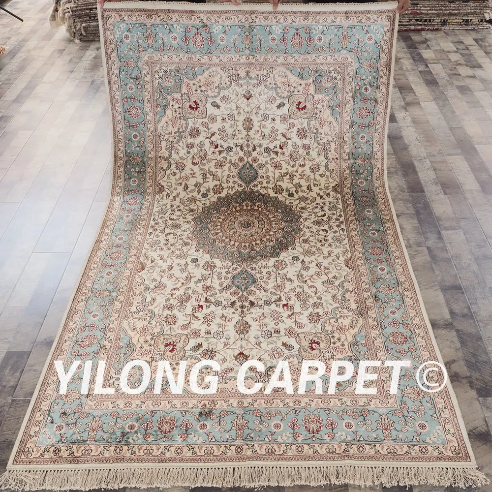 YILONG 5 'x 8' Nanyang персидский ковер бежевый и синий медальон Китайские Восточные