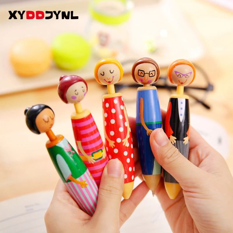 

1 Pcs Cute Doll Ballpoint Pen 0.7mm Blue Ink Pens for Writting Stationery Caneta Material Escolar Office School Supplies