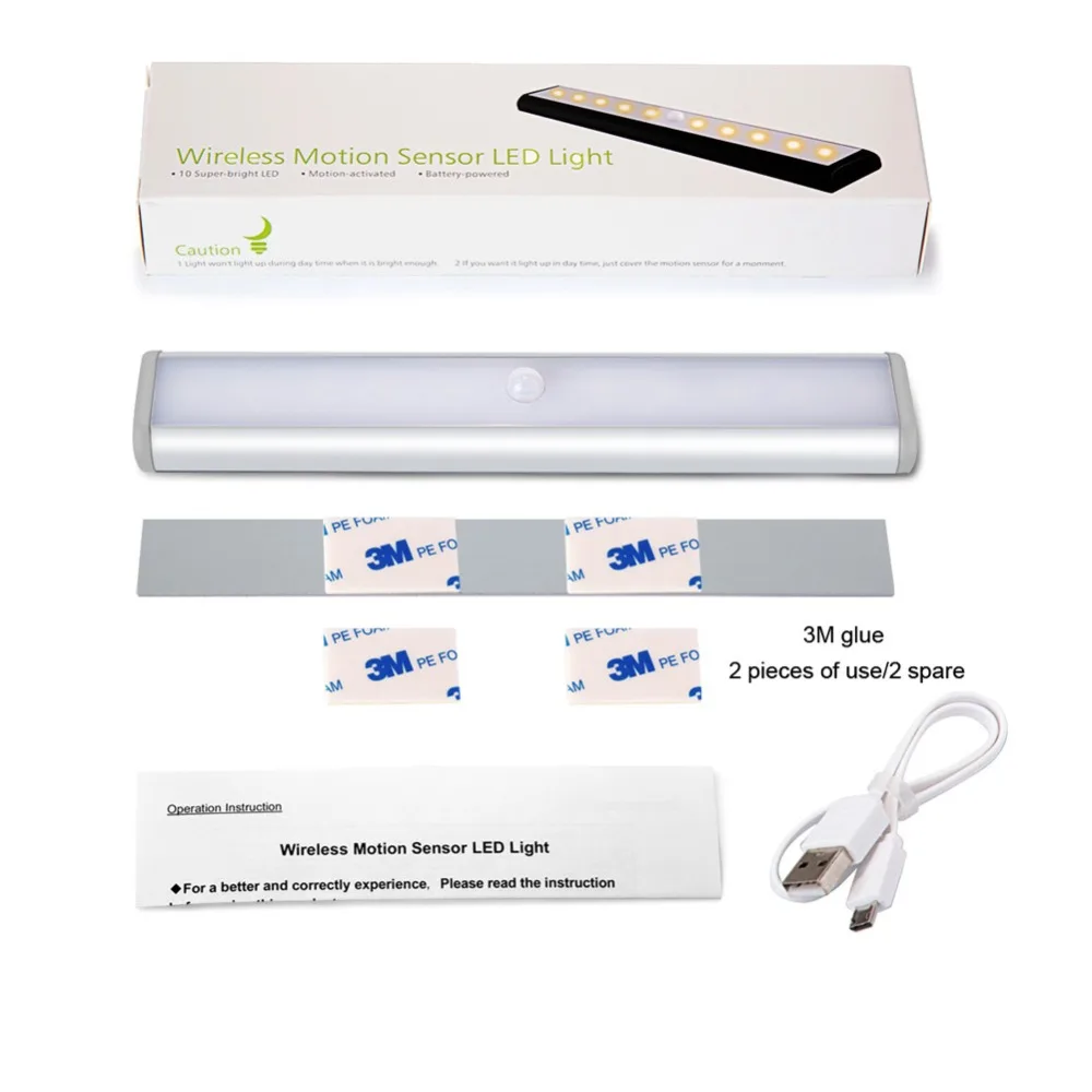 

LED Under Cabinet Light PIR Motion Sensor Lamp For Kitchen LED Under Cabinet Light Bedside Stairs Night Security Lamp