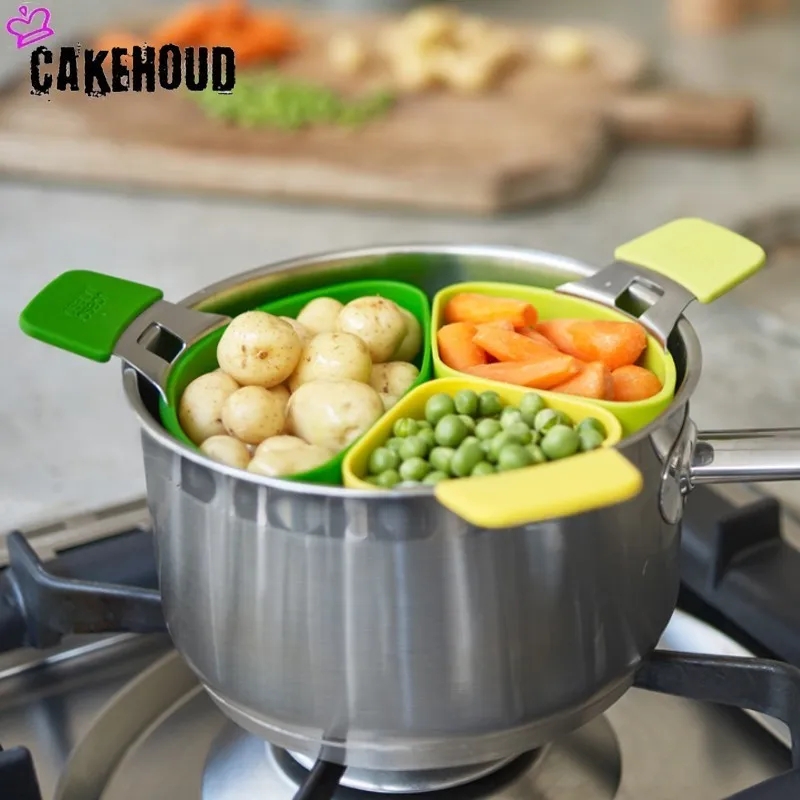 CAKEHOED 3 шт. Складная промывка паром фильтр силиконовая кухонная корзина для
