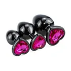 Стимулятор анальные бусины с черным металлическим покрытием, розово-красные кристаллы, ювелирные изделия, анальная пробка в форме сердца для пар, унисекс, для женщин, мужчин, игрушки для взрослых