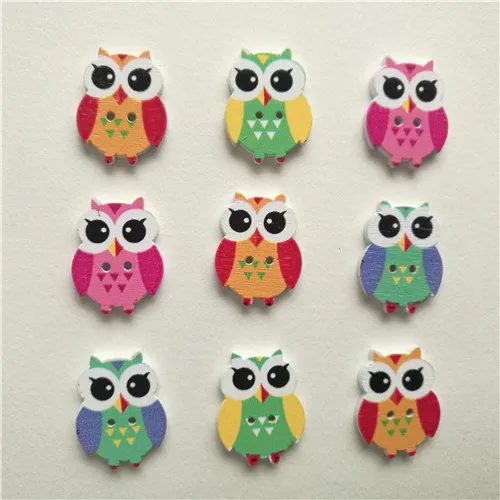 owl 50 шт смешанные животные милые деревянные пуговицы для скрапбукинга ручной работы DIY Детские аксессуары для шитья одежды украшения - Цвет: owl
