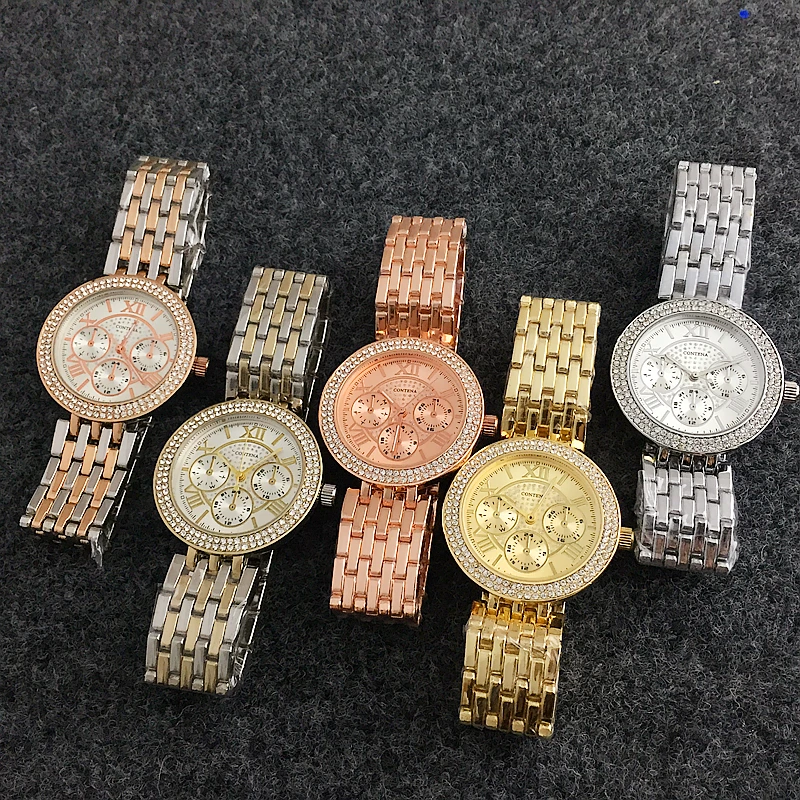 Новое поступление Contena роскошные часы Montre Femme модные женские Стразы с полным