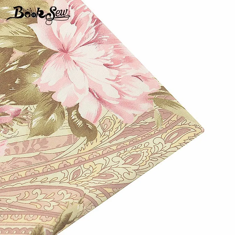 Booksew 100% хлопчатобумажная саржевая ткань коричневый цветочный дизайн шитье