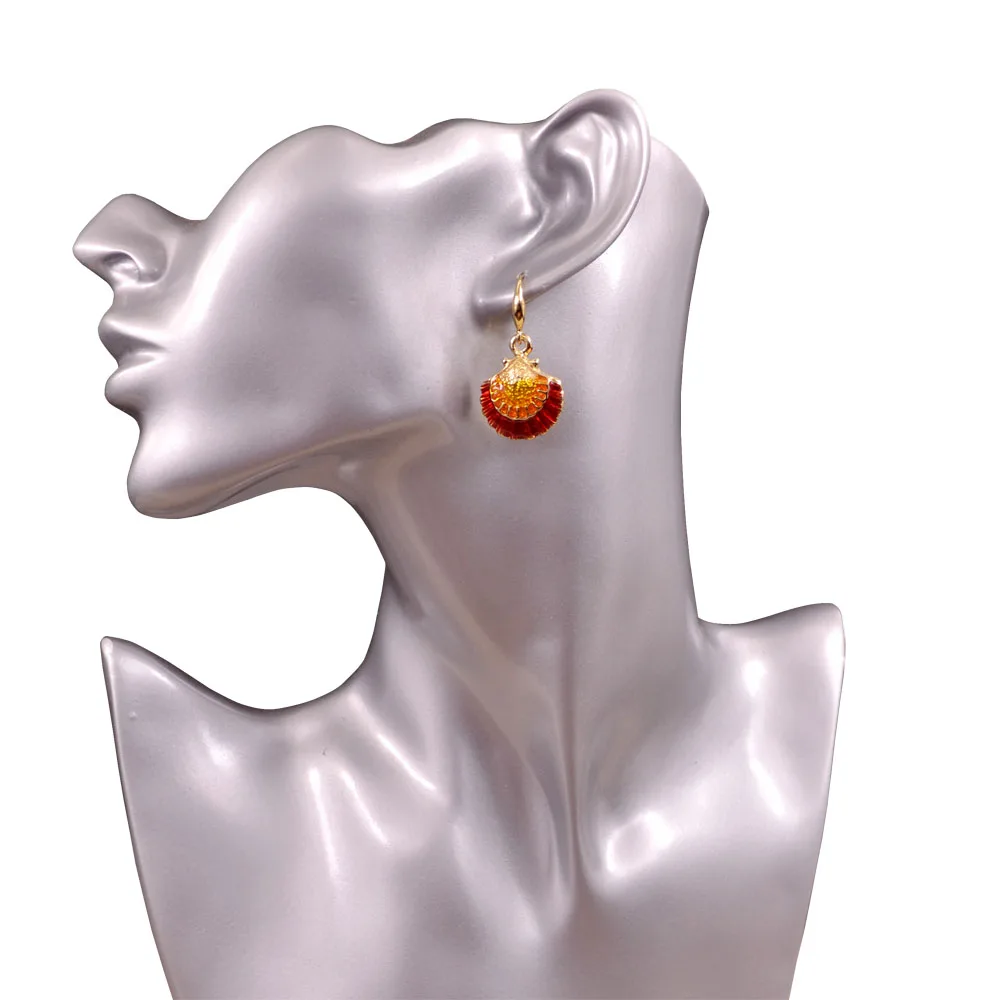 Новое поступление голубые эмалированные серьги в виде раковины cowrie морская