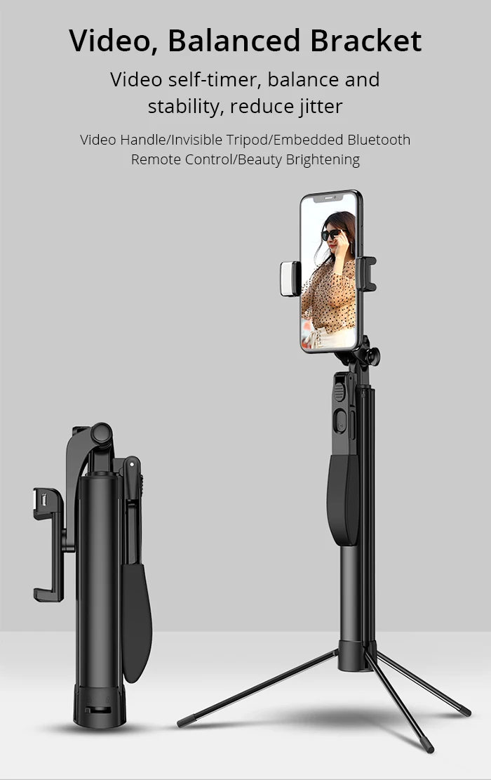 Видео стабилизатор селфи палка Штатив для iPhone Xiaomi huawei Gimbal Bluetooth штатив селфи палка заполняющий светильник для мобильного телефона