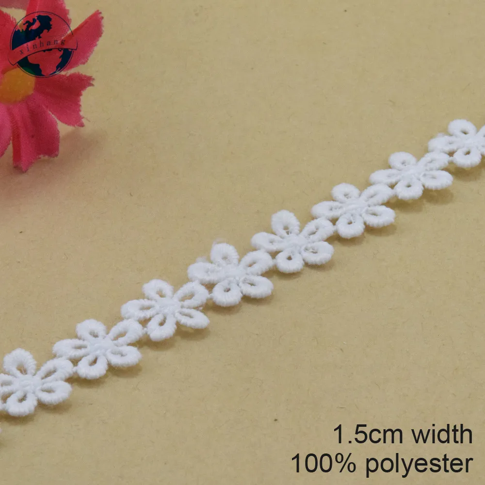 

20yards 1.5cm white lace polyester embroid lace sewing ribbon fabric guipure diy trims warp knitting DIY Garment Accessories3752