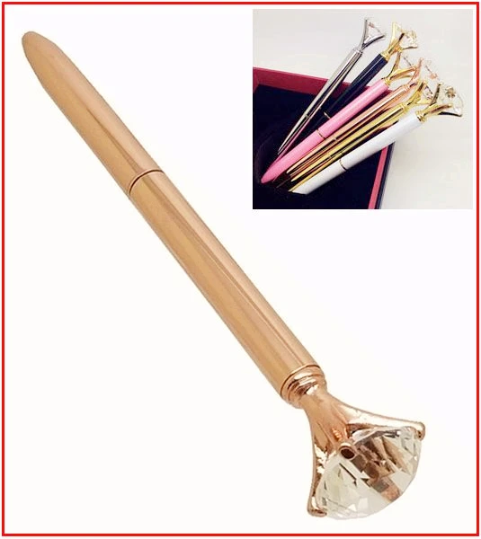 Новинка Хрустальная Шариковая ручка для девочек 19 карат большая металлическая с