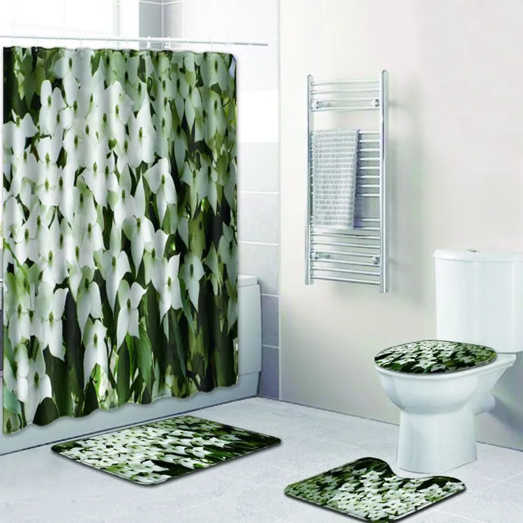 Фиолетовый Магнолия Каса де Banho Banyo Paspas ванная комната ковер Туалет коврики для ванной набор Tapis Salle De Bain Alfombra Bano - Цвет: As Picture