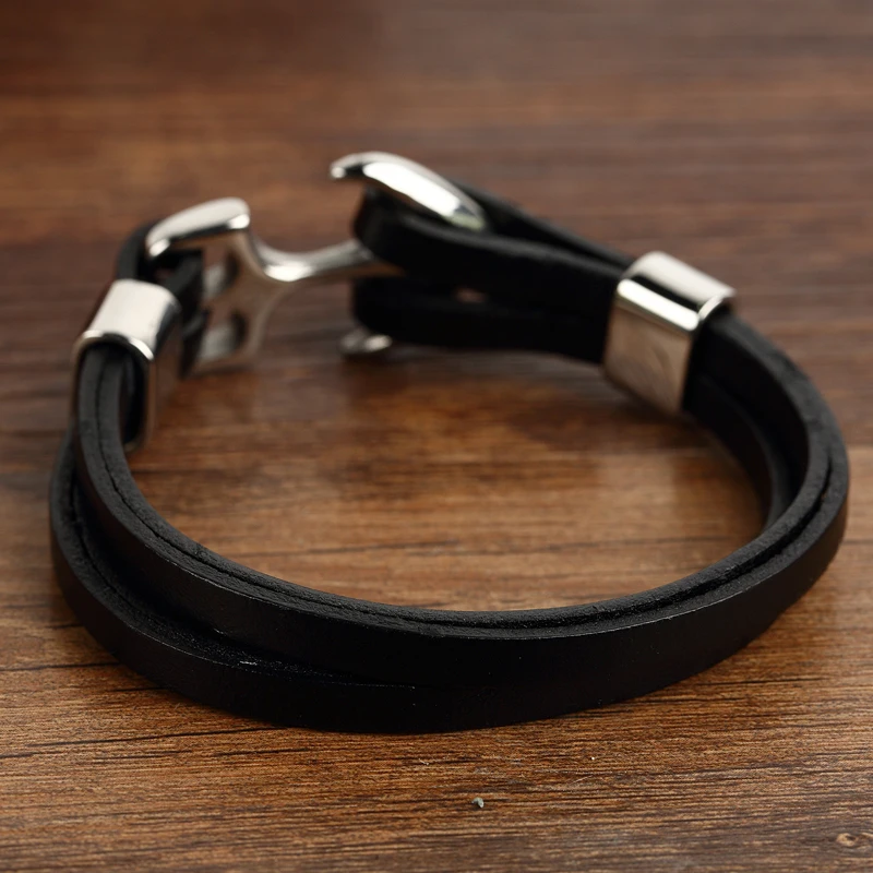 MOGE мужские браслеты из натуральной кожи качественные и женские Прохладный якорь