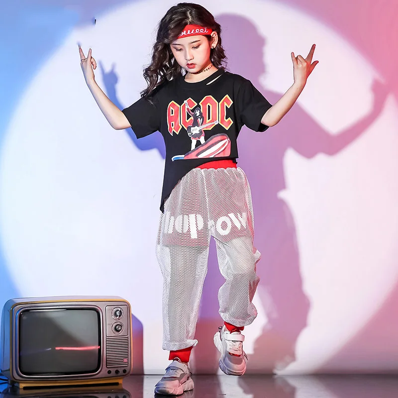 Джазовый костюм для девочек хип хоп Детская уличная танцевальная одежда детские