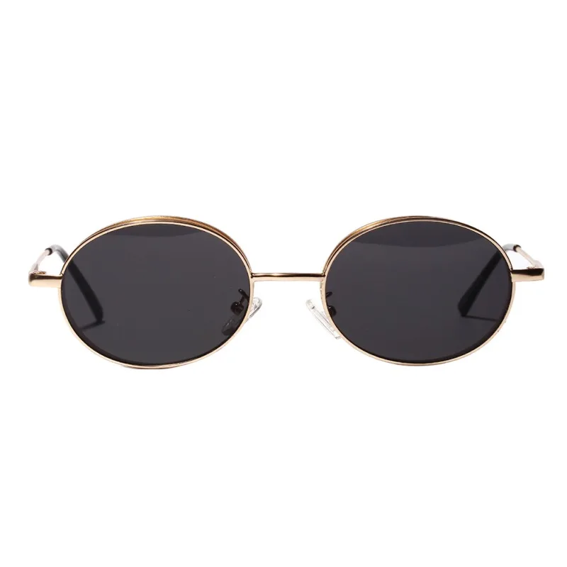 Gold Frame Для женщин Овальный круглой формы Толстая рамка хип-хоп Стиль солнцезащитные очки прозрачные цветные линзы фестиваль Повседневное Модные солнцезащитные очки унисекс - Цвет линз: Gold Frame